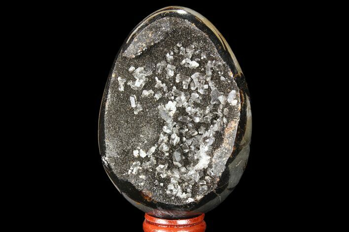 Septarian Dragon Egg Geode - Black Crystals #83192